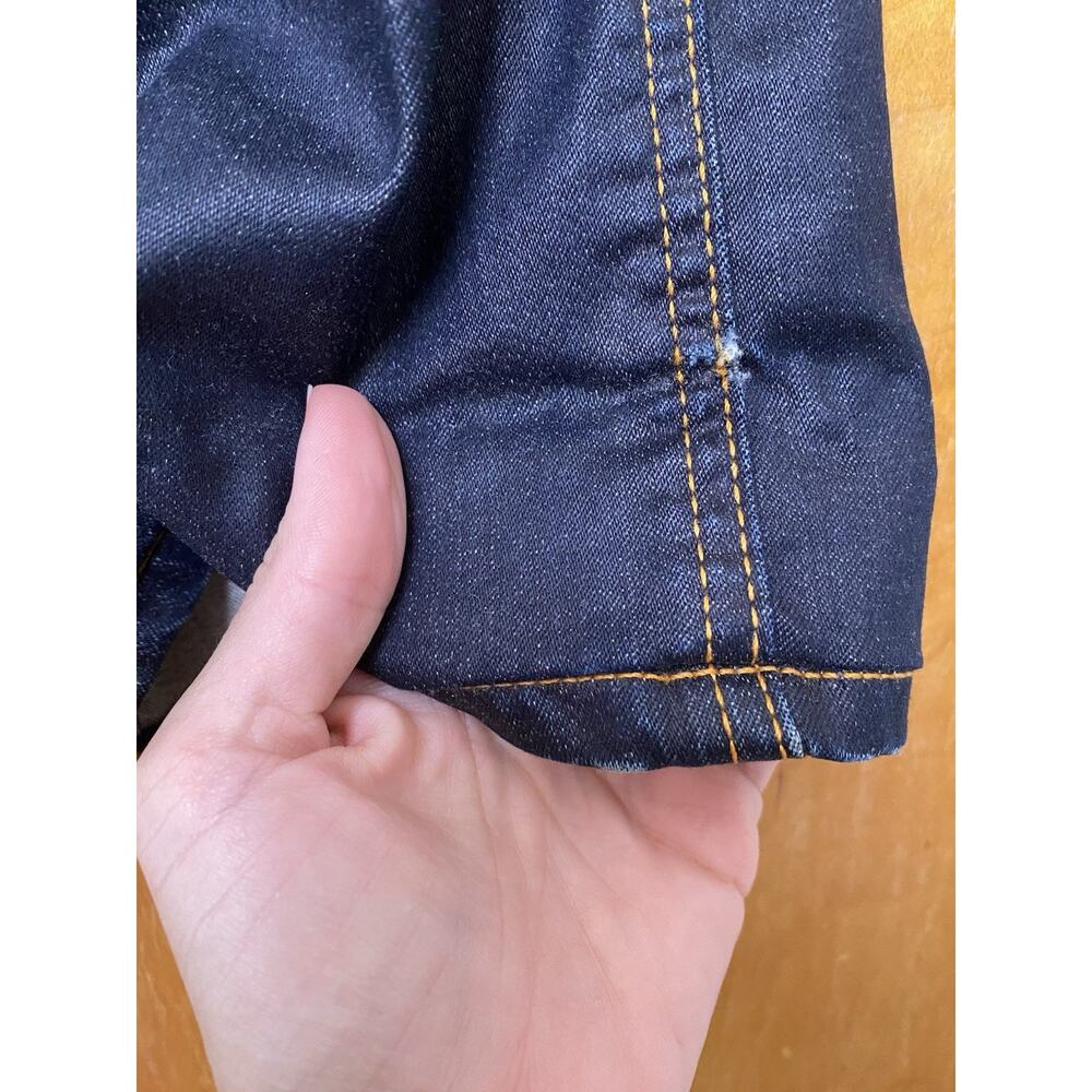 NUDIE JEANS SLIM JIM GLACIER INDIGO Dark Wash Coated PANTS STRAIGHT Size 33 Read - Picture 6 of 11